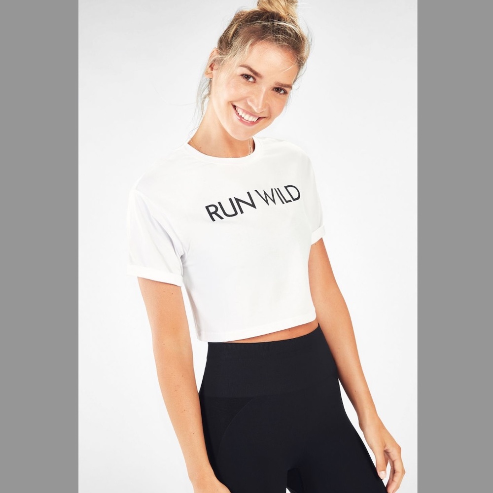 Fabletics Jade Short-Sleeve Run Wild Boxy Tee